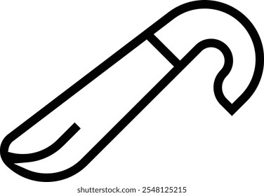 Schuhhorn-Symbol. Dünnes lineares Design einzeln auf weißem Hintergrund