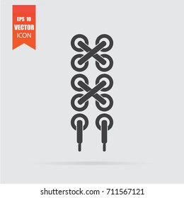 Shoelace icon in flat style isolated on grey background. For your design, logo. Vector illustration.