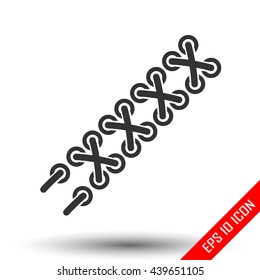 Shoelace icon. Simple flat logo of shoelace on white background. Vector illustration. svg