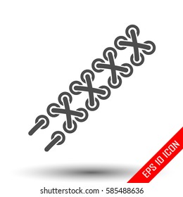 Shoelace icon. Simple flat logo of shoelace on white background. Vector illustration.