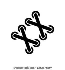 Shoelace of sneaker, simple icon. Black icon on white background