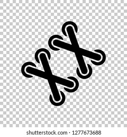 Shoelace of sneaker, simple icon. Black symbol on transparent background