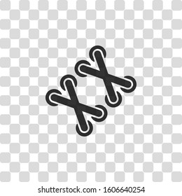 Shoelace of sneaker, simple icon. Black symbol on transparency grid