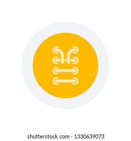 Shoelace of sneaker, simple icon. Icon in colored circle with gray bold border. Web button, modern flat design