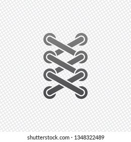 Shoelace of sneaker, simple icon. On grid background