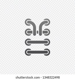 Shoelace of sneaker, simple icon. On grid background