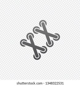 Shoelace of sneaker, simple icon. On grid background