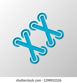 Shoelace of sneaker, simple icon. Paper design. Cutted symbol with shadow