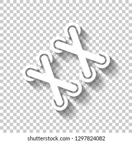 Shoelace of sneaker, simple icon. White icon with shadow on transparent background