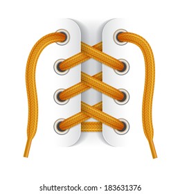 Shoelaces. Element of sneaker. Orange laces on white background. Vector illustration