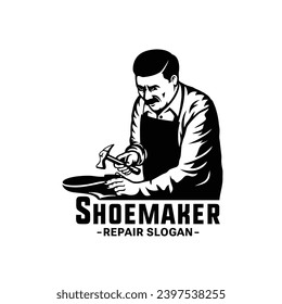 Shoemaker Cobbler Shoe Repair Logo. Vector and Illustration.