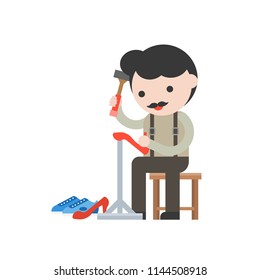 shoemaker, cute character professional set, flat design