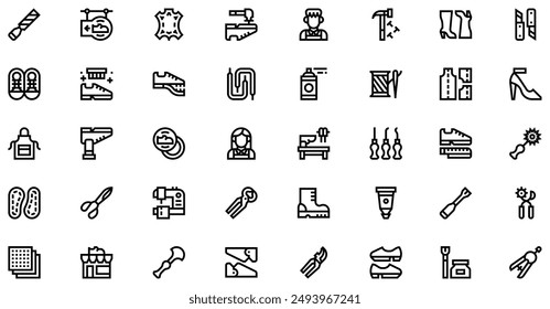 Shoemaker icons collection is a vector illustration with editable stroke, offering versatility and customization. Perfect for various design needs, it includes high-quality graphics 