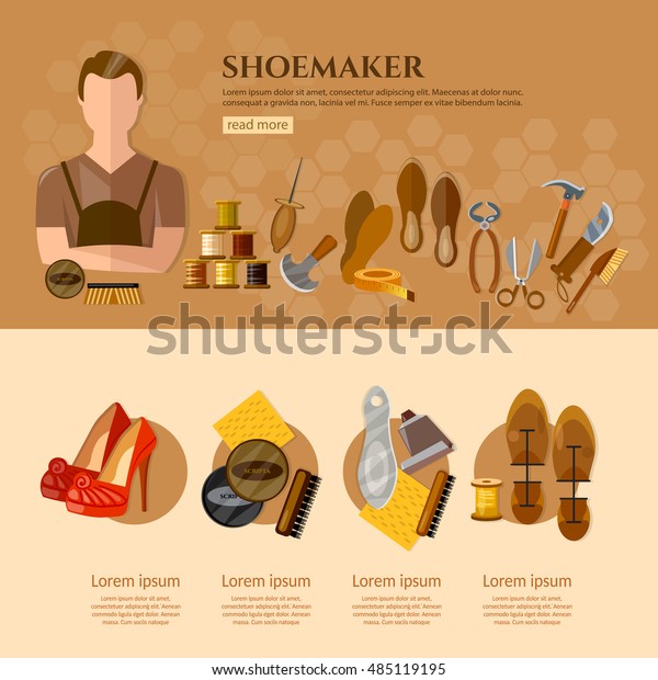 Shoemaker Infographics Professional Equipment Cobbler Shoe Stock Vector ...