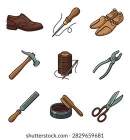 Shoemaker and leather craft tools.