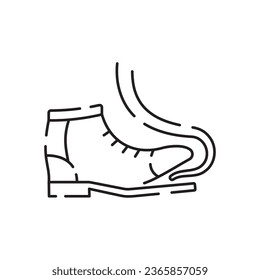 Shoemaker line icon. Shoes on heels measurement of length, dimensions and size chart for client in shops or stores. Minimalist vector in flat style