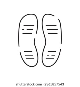 Shoemaker line icon. Shoes on heels measurement of length, dimensions and size chart for client in shops or stores. Minimalist vector in flat style