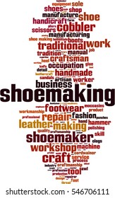 Shoemaking word cloud concept. Vector illustration