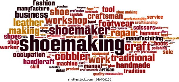Shoemaking word cloud concept. Vector illustration