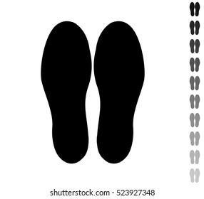 Shoeprints - black vector icon and ten icons in  shades of grey