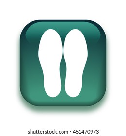 shoeprints icon - glossy vector button