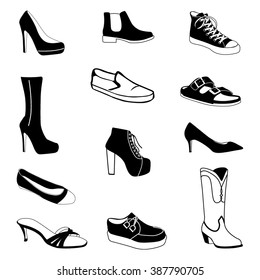 Women Shoes Collection Various Types Female Stock Vector (Royalty Free ...