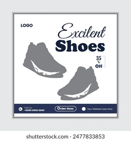 Shoes ad banner design for social media post template, special sale offers social media post design.