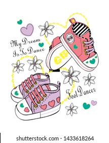 shoes baby flower heart design print