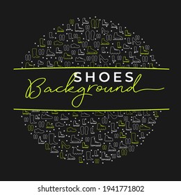 Shoes Background, Vector on Dark background with Shoes icons Vector Illustration