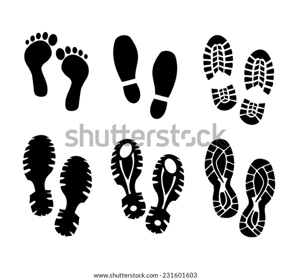 Shoes Bare Foot Print Set Vector Stock Vector (Royalty Free) 231601603 ...