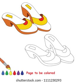 Shoes to be colored, the coloring book for preschool kids with easy educational gaming level.