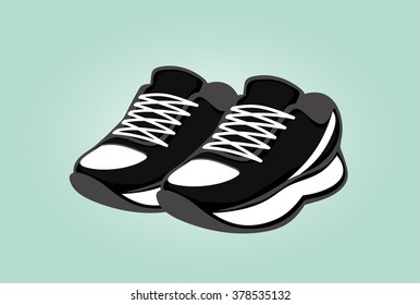 shoes. black sneakers. vector