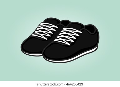 shoes. black sneakers. vector illustration