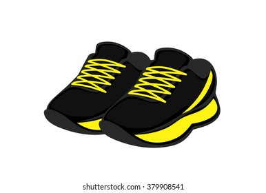 shoes. black and yellow sneakers. vector