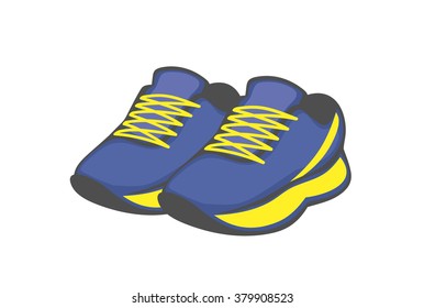 shoes. blue and yellow sneakers. vector