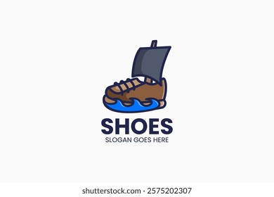Shoes Boat Logo. Vector Illustration