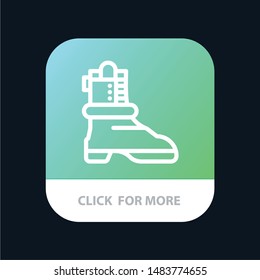 Shoes, Boot, American Mobile App Button. Android and IOS Line Version