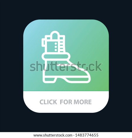 Shoes, Boot, American Mobile App Button. Android and IOS Line Version