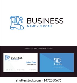 Shoes, Boot, Ireland Blue Business logo and Business Card Template. Front and Back Design