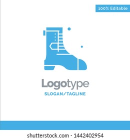 Shoes, Boot, Ireland Blue Solid Logo Template. Place for Tagline
