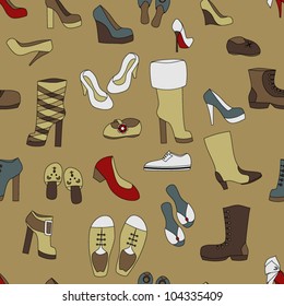 Shoes and boots fashion seamless pattern, vector