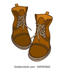 Shoes, boots, vector illustration, isolated on white