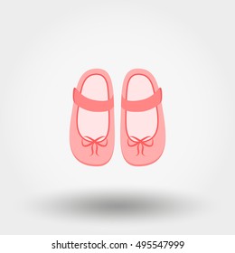 Shoes with bows. Baby shoes. Baby shoes. Icon for web and mobile application. Vector illustration on a white background. Flat design style.