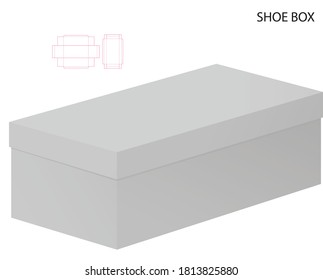Shoes Cardboard Box and Die-cut Pattern full scale and fully functional. Prepared for real cardboard production.