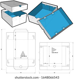 Shoes Cardboard Box (Internal measurement 32x23+12cm) and Die-cut Pattern. The .eps file is full scale and fully functional. Prepared for real cardboard production.