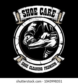 Shoes care vector illustration in vintage style