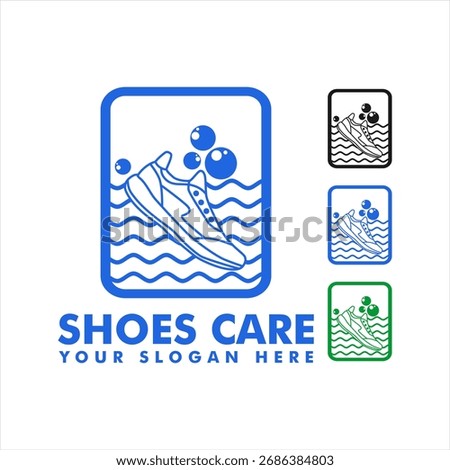 shoes clean care logo design template vector illustration