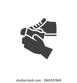 Shoes cleaning vector icon. filled flat sign for mobile concept and web design. Wash your shoes glyph icon. Symbol, logo illustration. Vector graphics