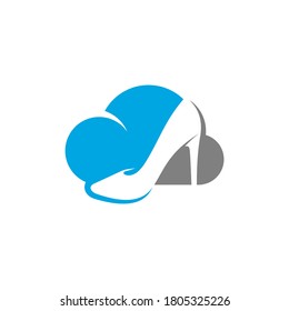 Shoes with Cloud logo design concept vector template, Icon symbol, Design creative