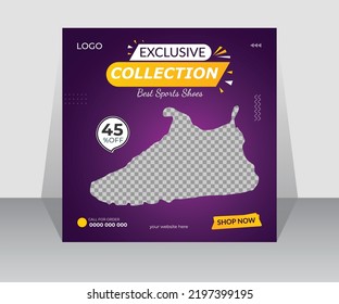 Shoes collection sale social media promotion web banner template